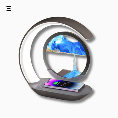 Wireless Charging 3D Sand Painting LED Lamp – Quicksand Night Light with Hourglass Art IBRELIA