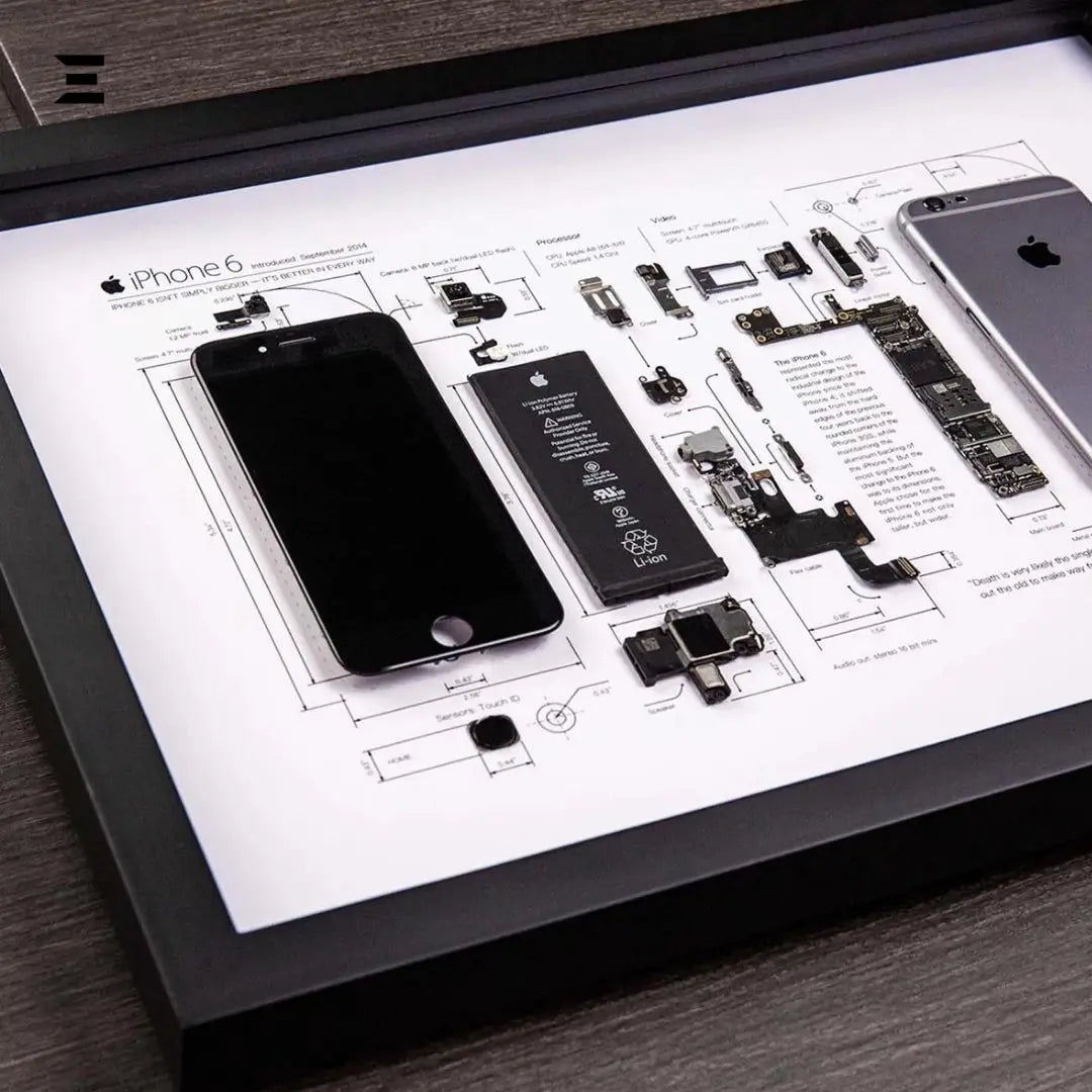 iPhone 6 Tech Frame – Disassembled Phone Artwork in A3 (18×12) Premium Frame IBRELIA