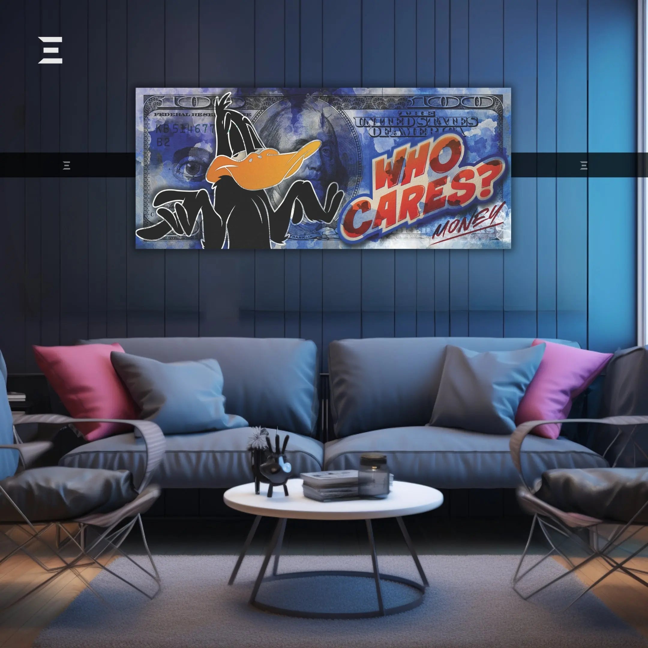 Ultra Wide Wall Art – Daffy Duck “Who Cares? Money” Dollar Design | IBRELIA IBRELIA