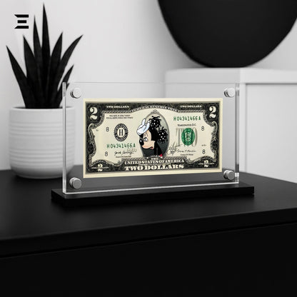 Premium Magnetic Acrylic Frame with Black Base – Minnie Mouse $2 Dollar Pop Art - IBRELIA