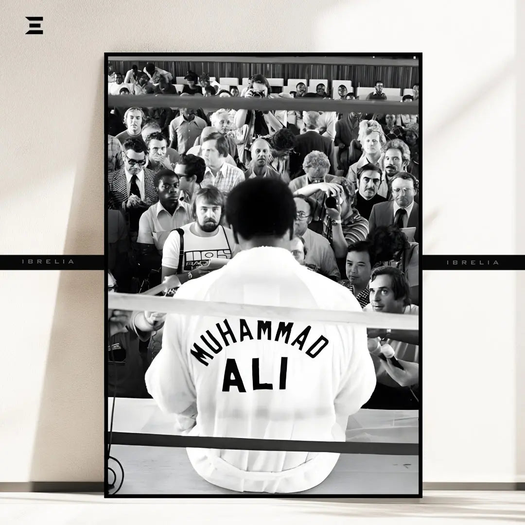Premium Resin Coated Wall Art – Muhammad Ali Press Conference Frame | IBRELIA Pakistan IBRELIA