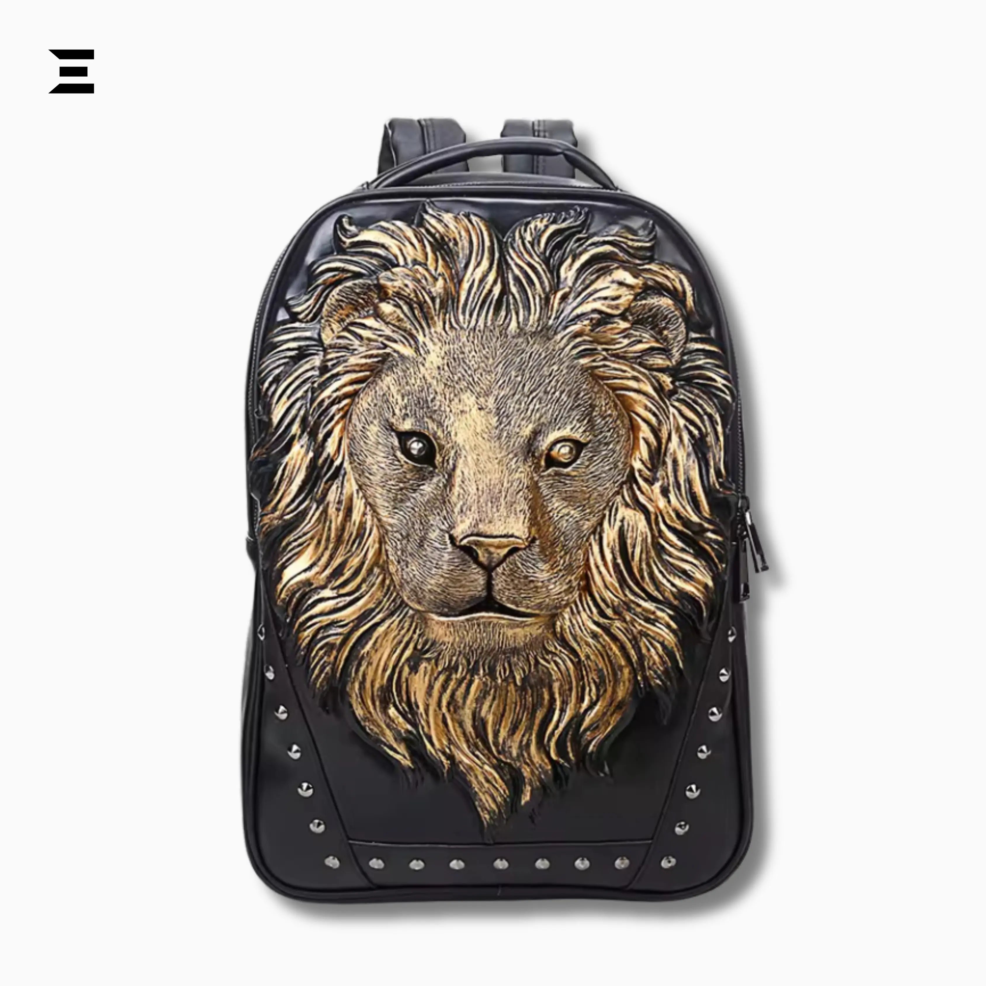 3D Lion Head Backpack – PU Leather Fashion Laptop & Travel Bag (Gold) | IBRELIA™ IBRELIA