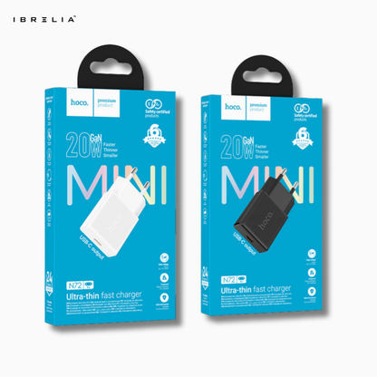 HOCO N72 Ultra-Thin GaN 20W Fast Charger (USB-C PD) | IBRELIA™