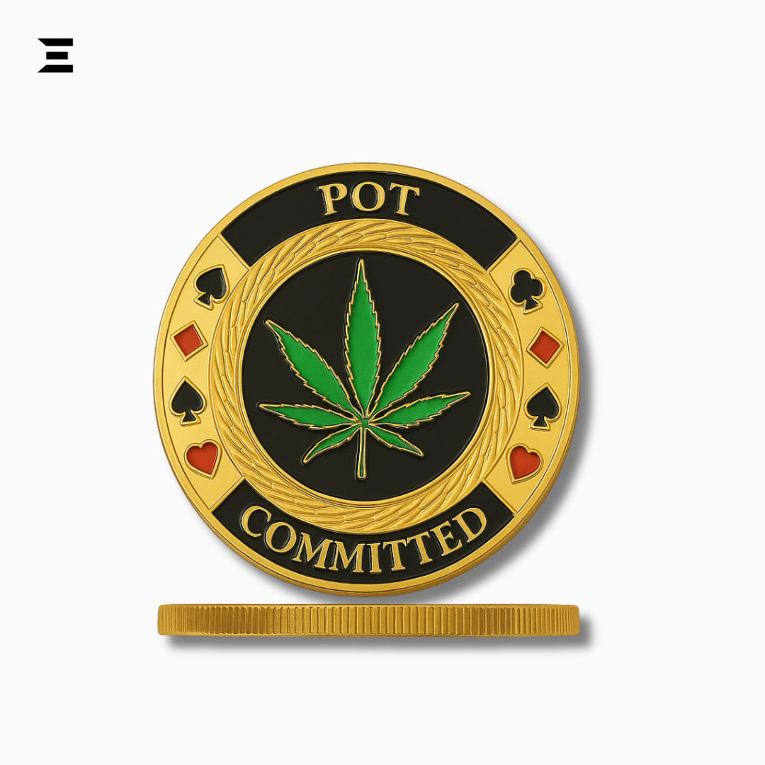 Poker Card Guard – Pot Committed | Gold Plated Souvenir Coin IBRELIA