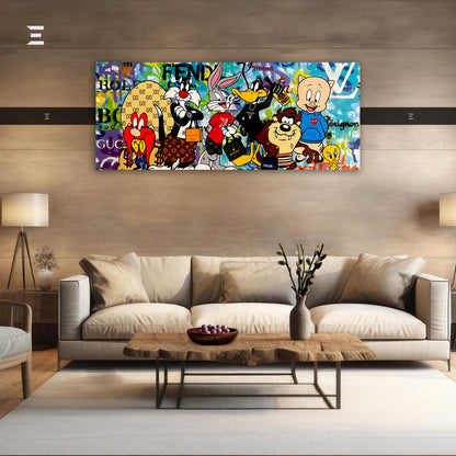 Ultra Wide Wall Art – Luxury Looney Tunes Fashion Edition | IBRELIA™