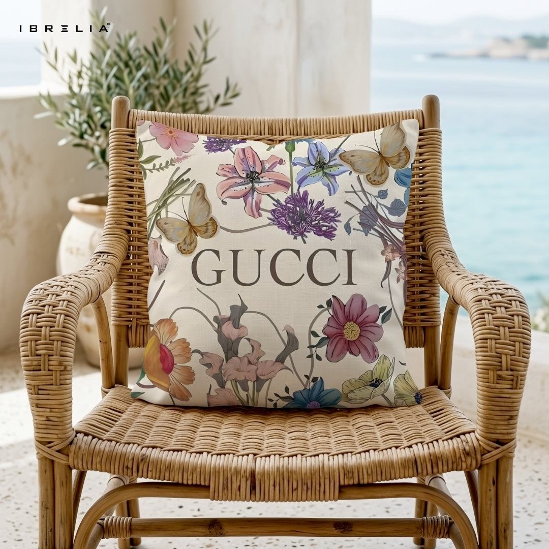 Floral Aesthetic Cushion | Premium Jute Fabric | Double-Sided Print | IBRELIA™ IBRELIA