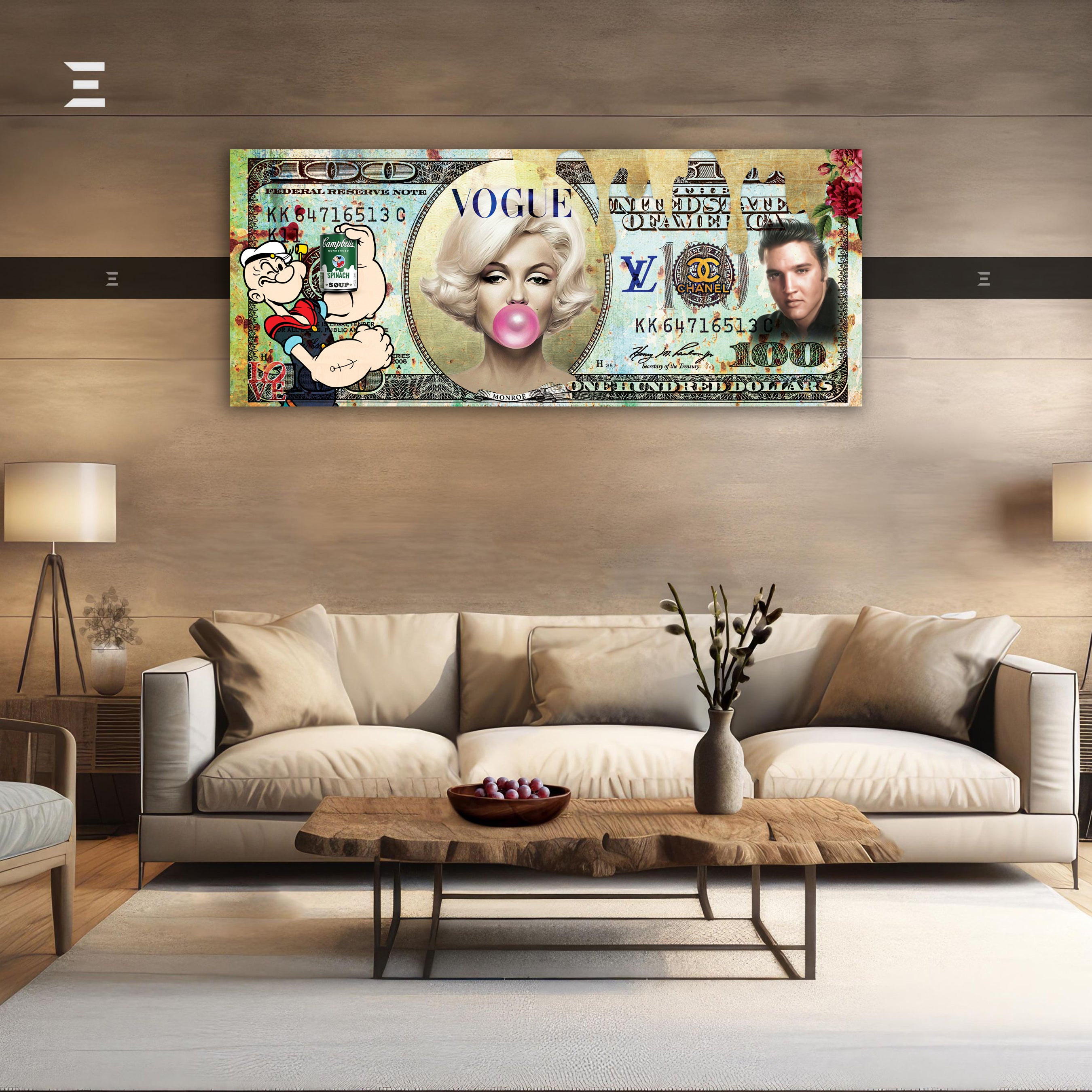 Ultra Wide Wall Art – Exclusive Pop Art Dollar Design | IBRELIA