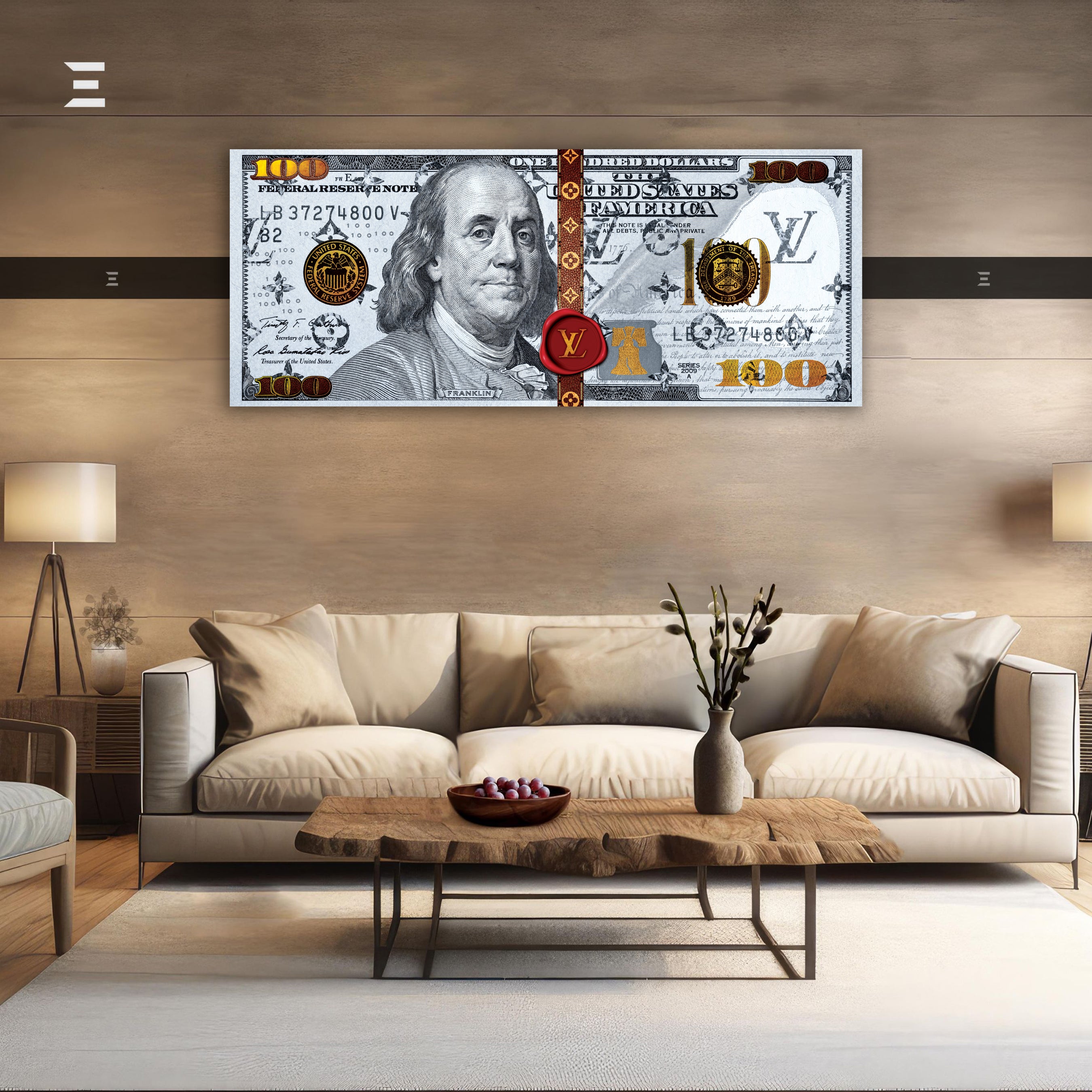 Ultra Wide Wall Art – Luxury Money Note LV Edition | IBRELIA™
