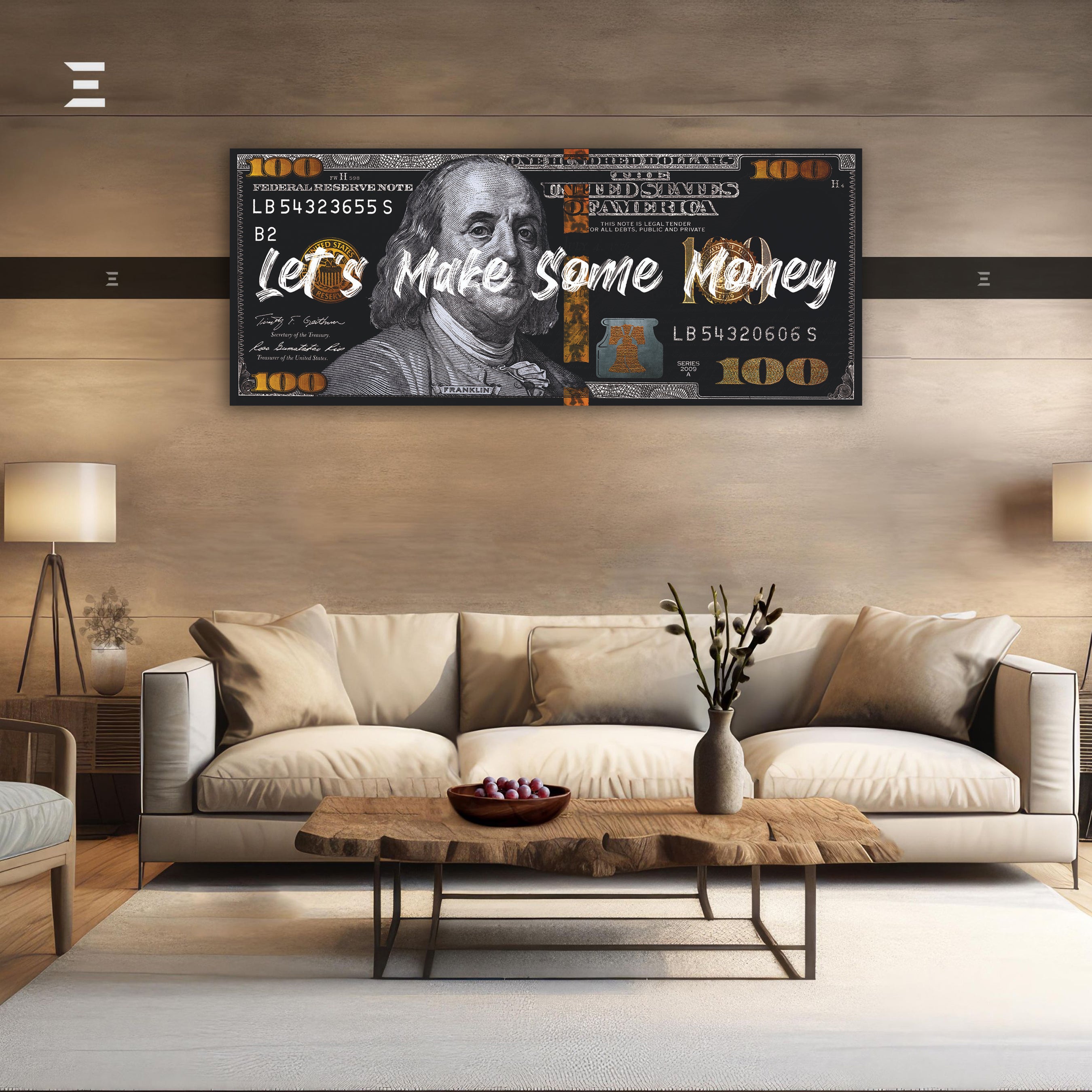 Ultra Wide Wall Art – “Let’s Make Some Money” Dollar Design | IBRELIA