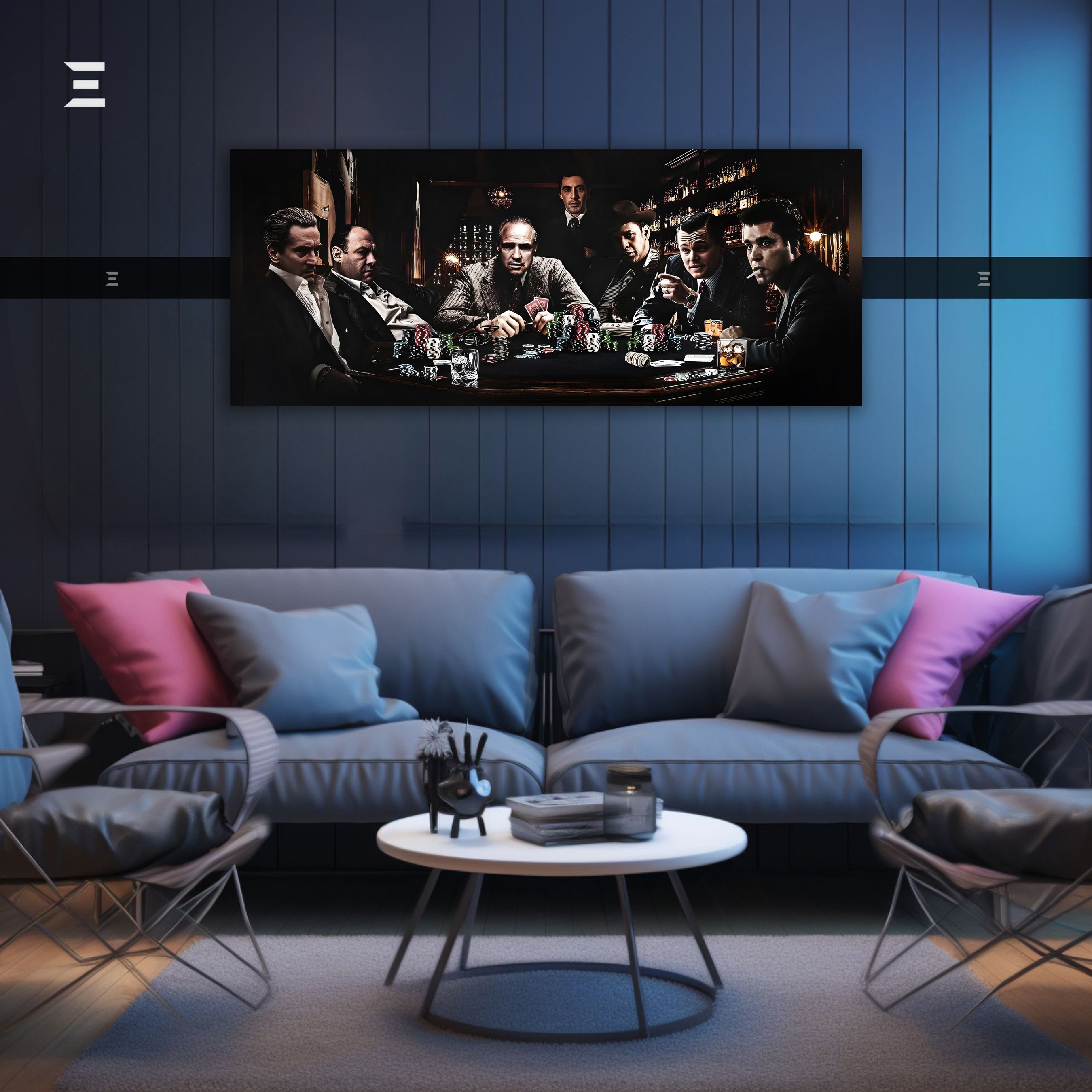 Ultra Wide Wall Art – Mafia Legends Poker Table Edition | IBRELIA™