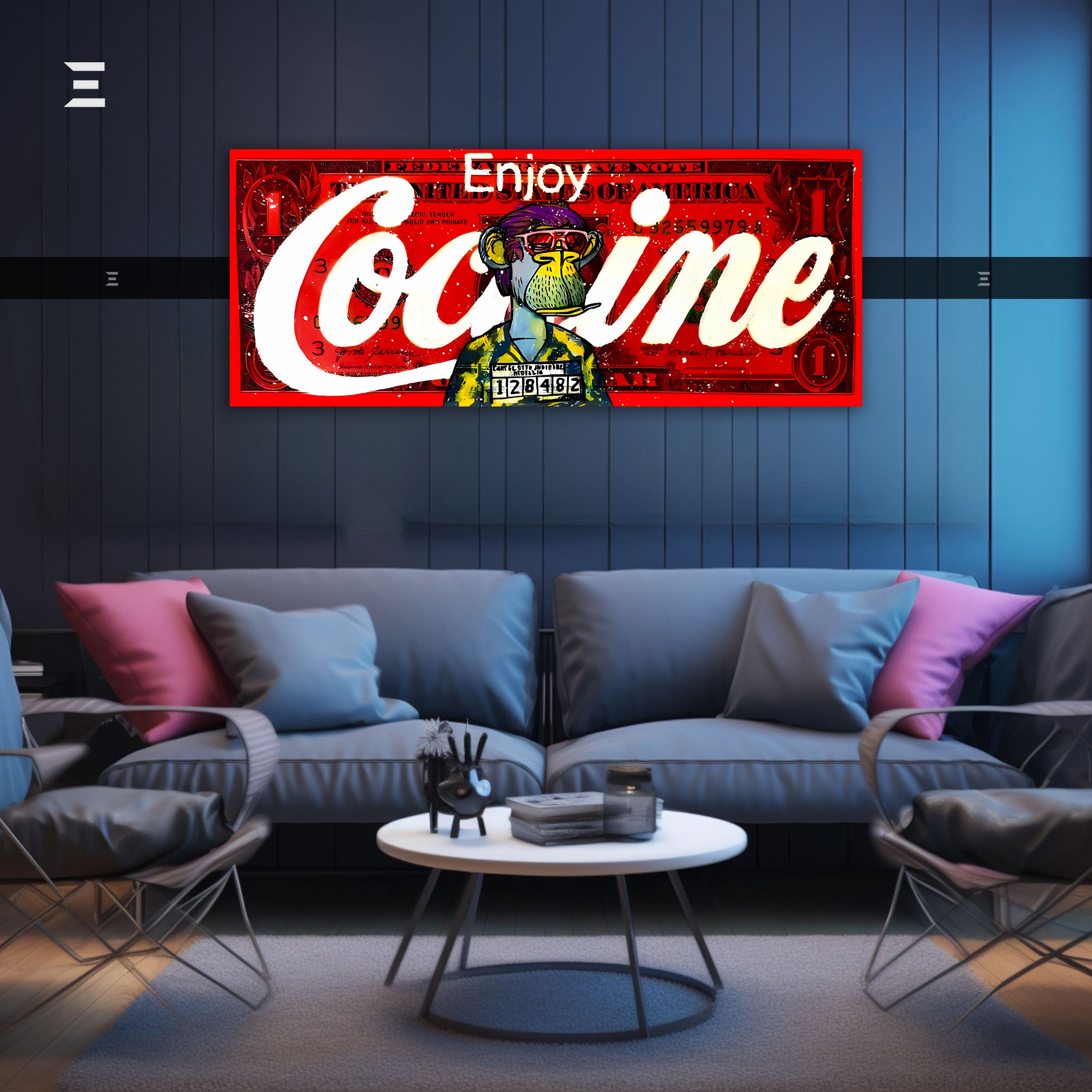 Ultra Wide Wall Art – Red Graffiti Money Ape Edition | IBRELIA™