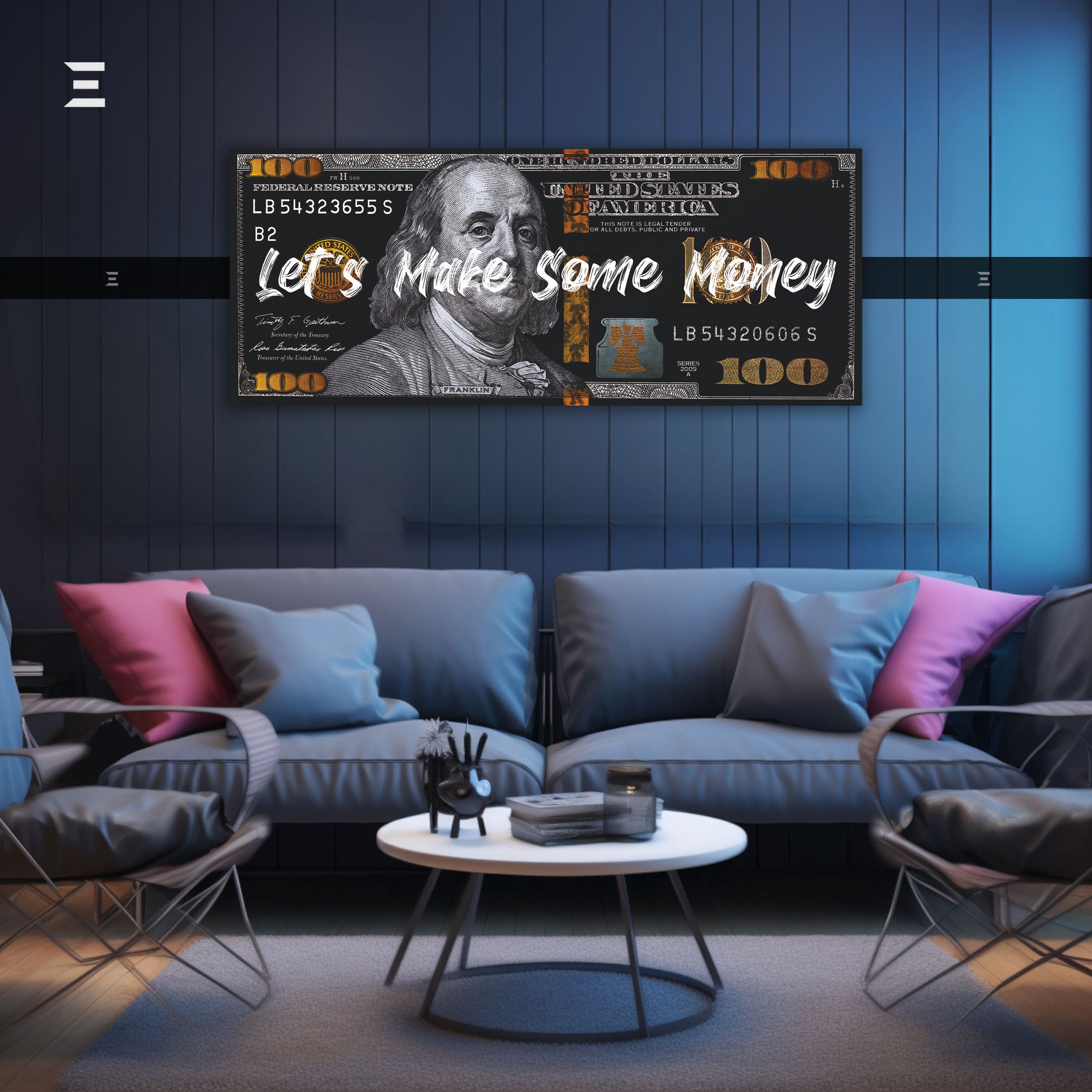Ultra Wide Wall Art – “Let’s Make Some Money” Dollar Design | IBRELIA