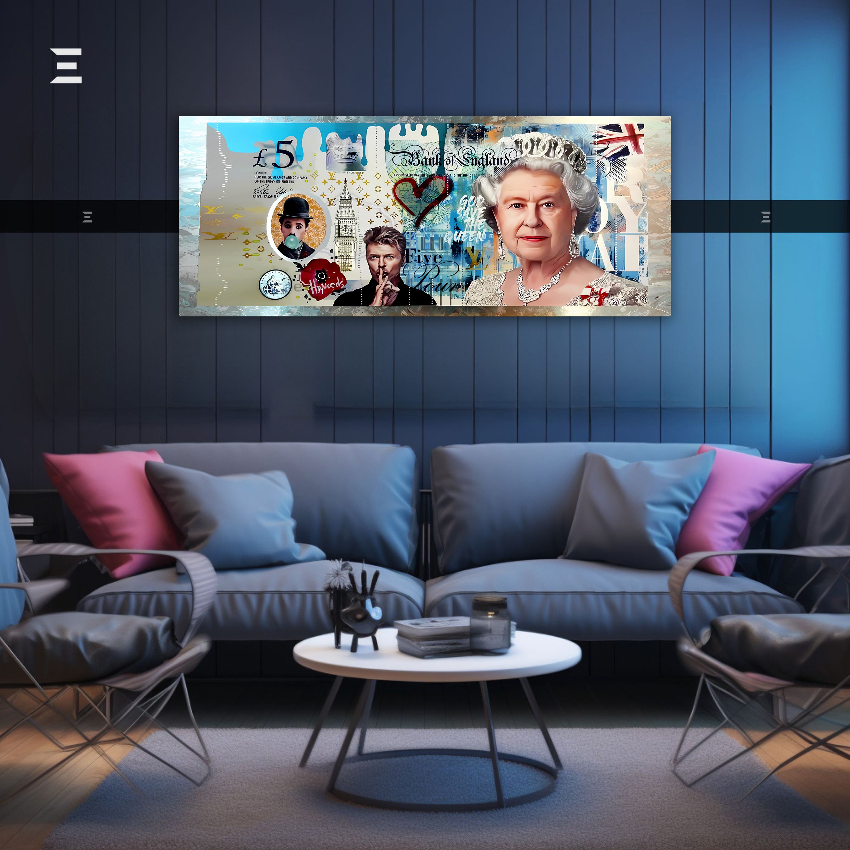 Ultra Wide Wall Art – British Royal Pop Art Money Edition | IBRELIA™