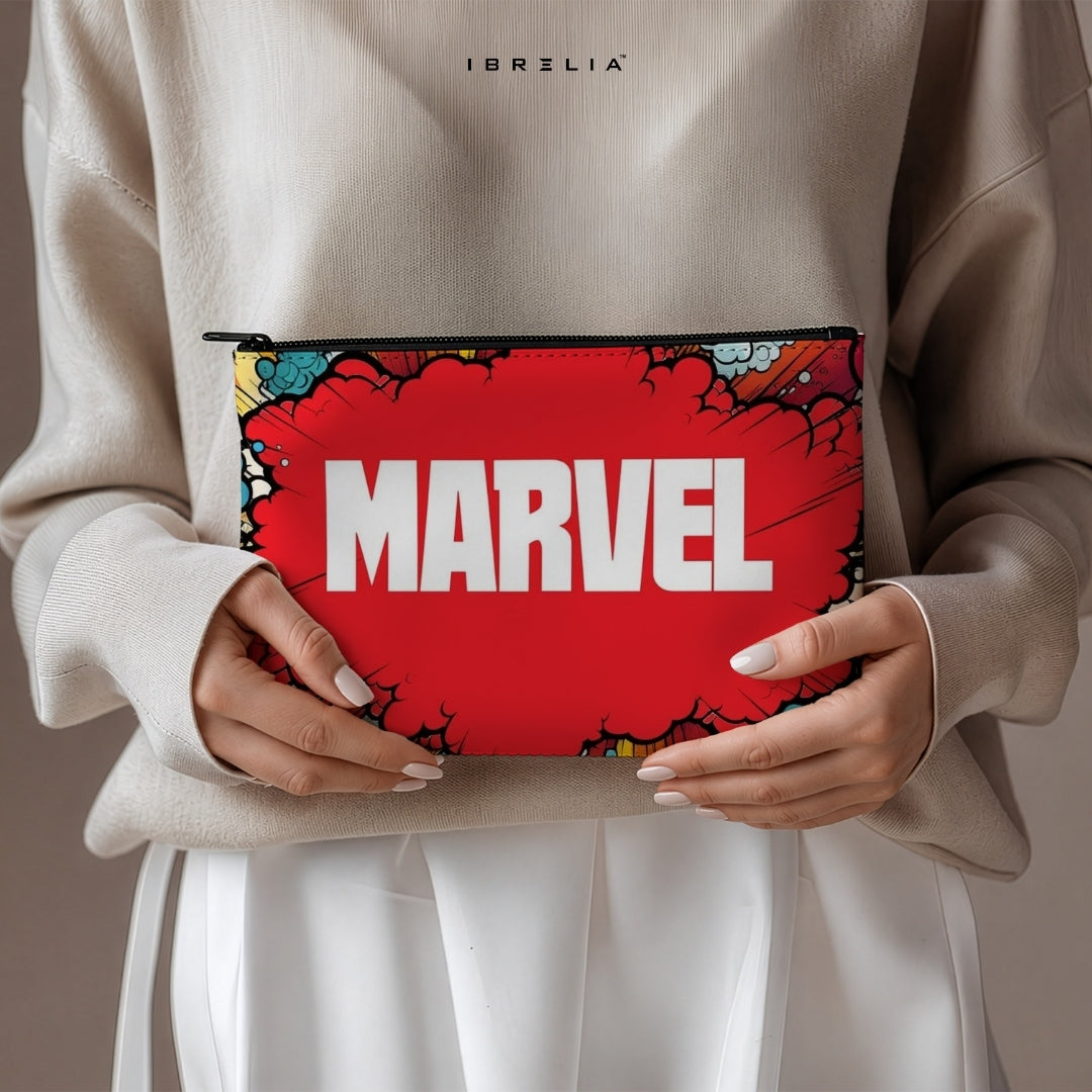 Marvel Comics Logo Makeup & Pencil Pouch – Double-Sided Print – IBRELIA™ IBRELIA
