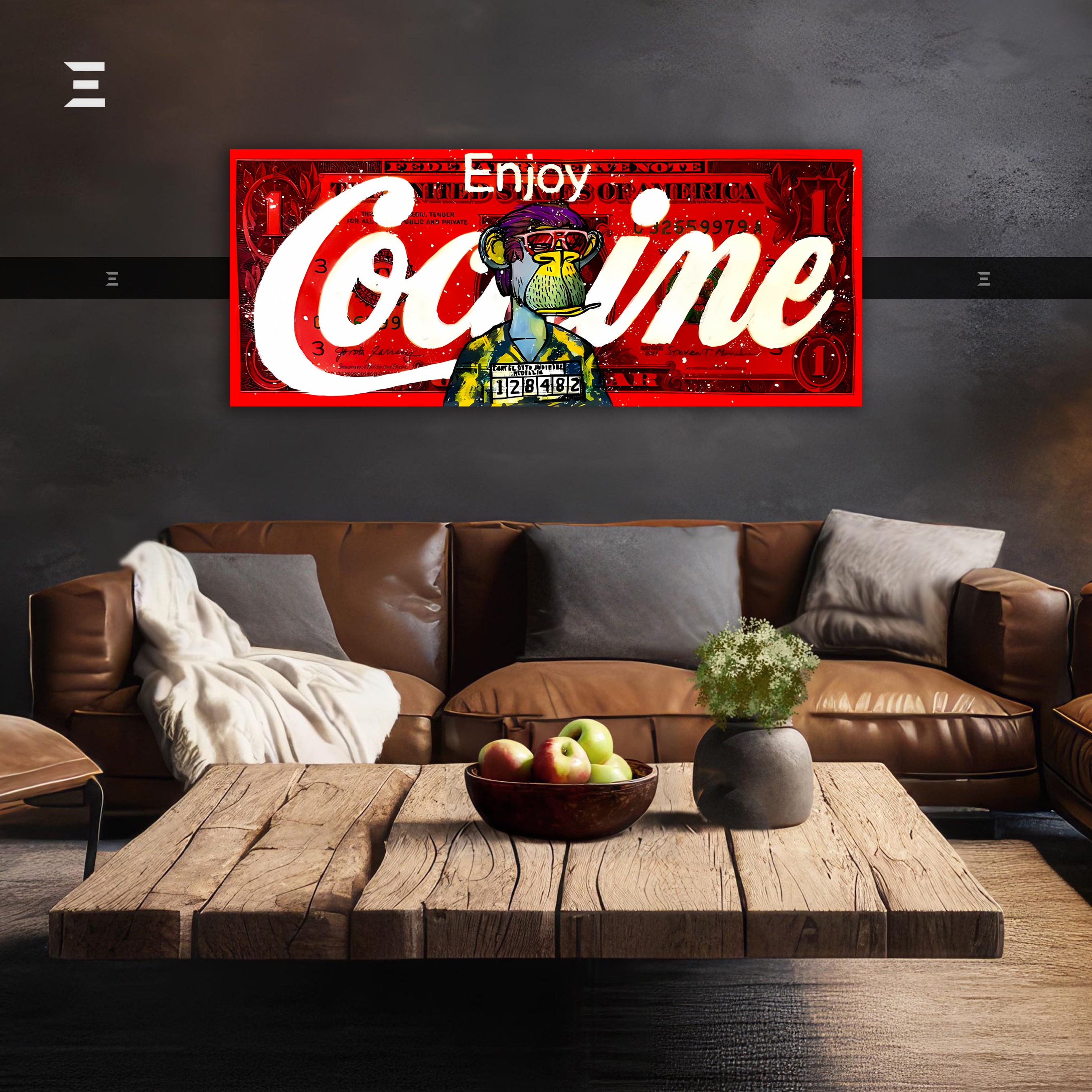 Ultra Wide Wall Art – Red Graffiti Money Ape Edition | IBRELIA™