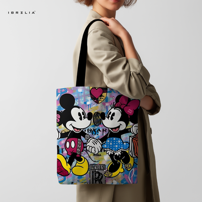 IBRELIA™ Mickey & Minnie Love Tote Bag – Premium Cartoon Street Art Tote IBRELIA