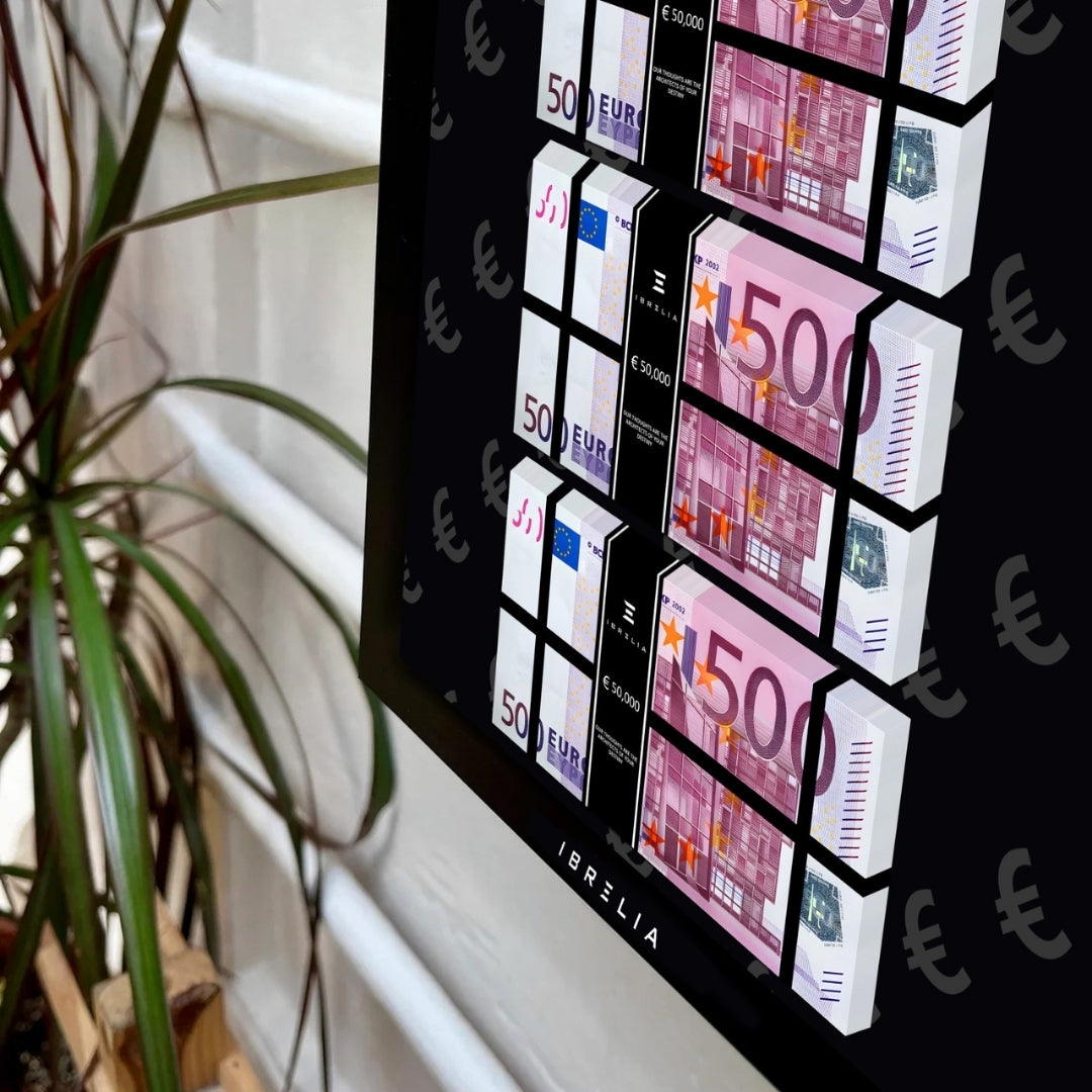 IBRELIA™ 3D Euro Money Frame – €500 Stacks | Premium 12x12 Luxury Acrylic Display Frame