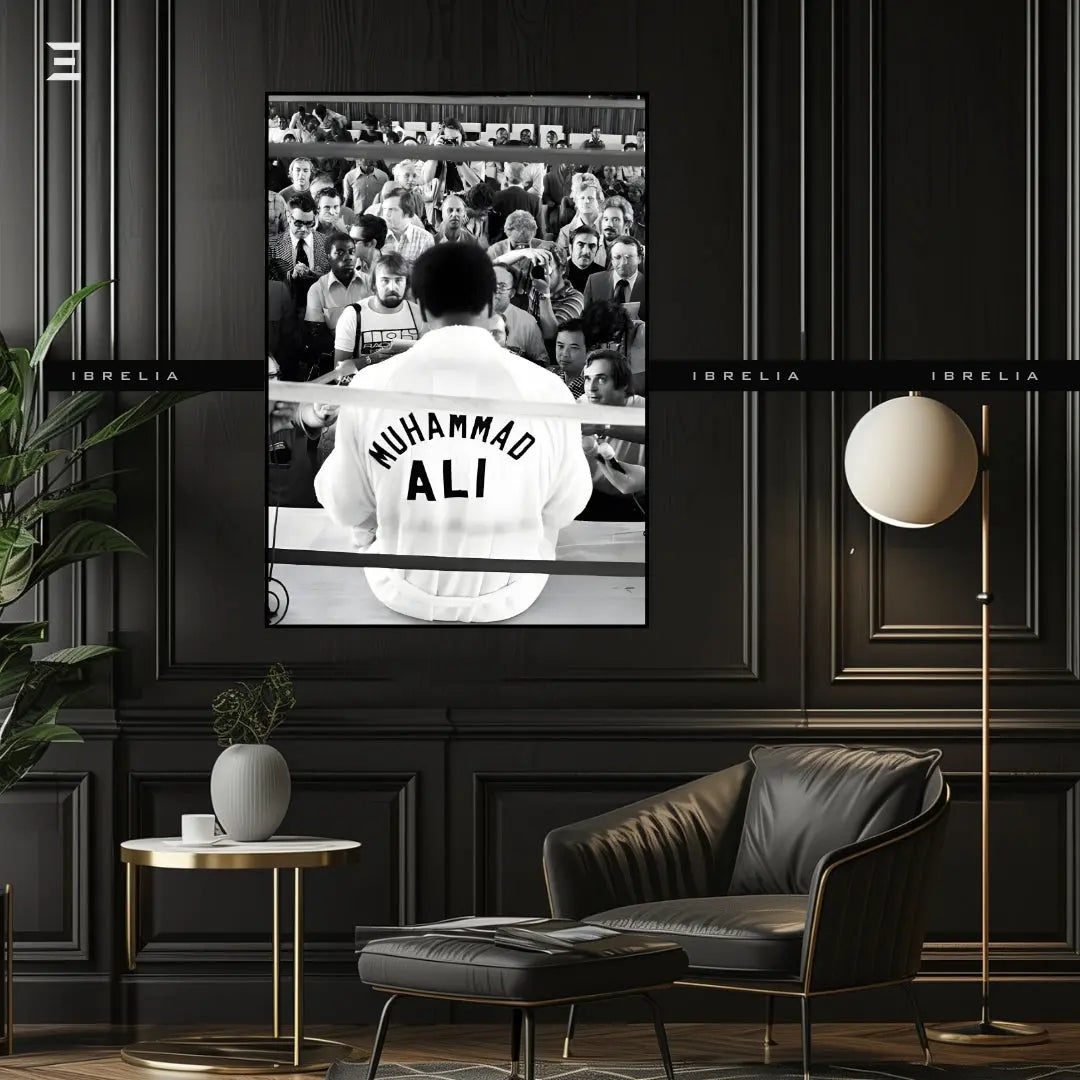 Premium Resin Coated Wall Art – Muhammad Ali Press Conference Frame | IBRELIA Pakistan IBRELIA