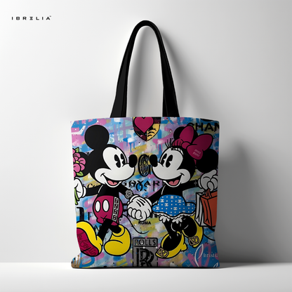 IBRELIA™ Mickey & Minnie Love Tote Bag – Premium Cartoon Street Art Tote IBRELIA