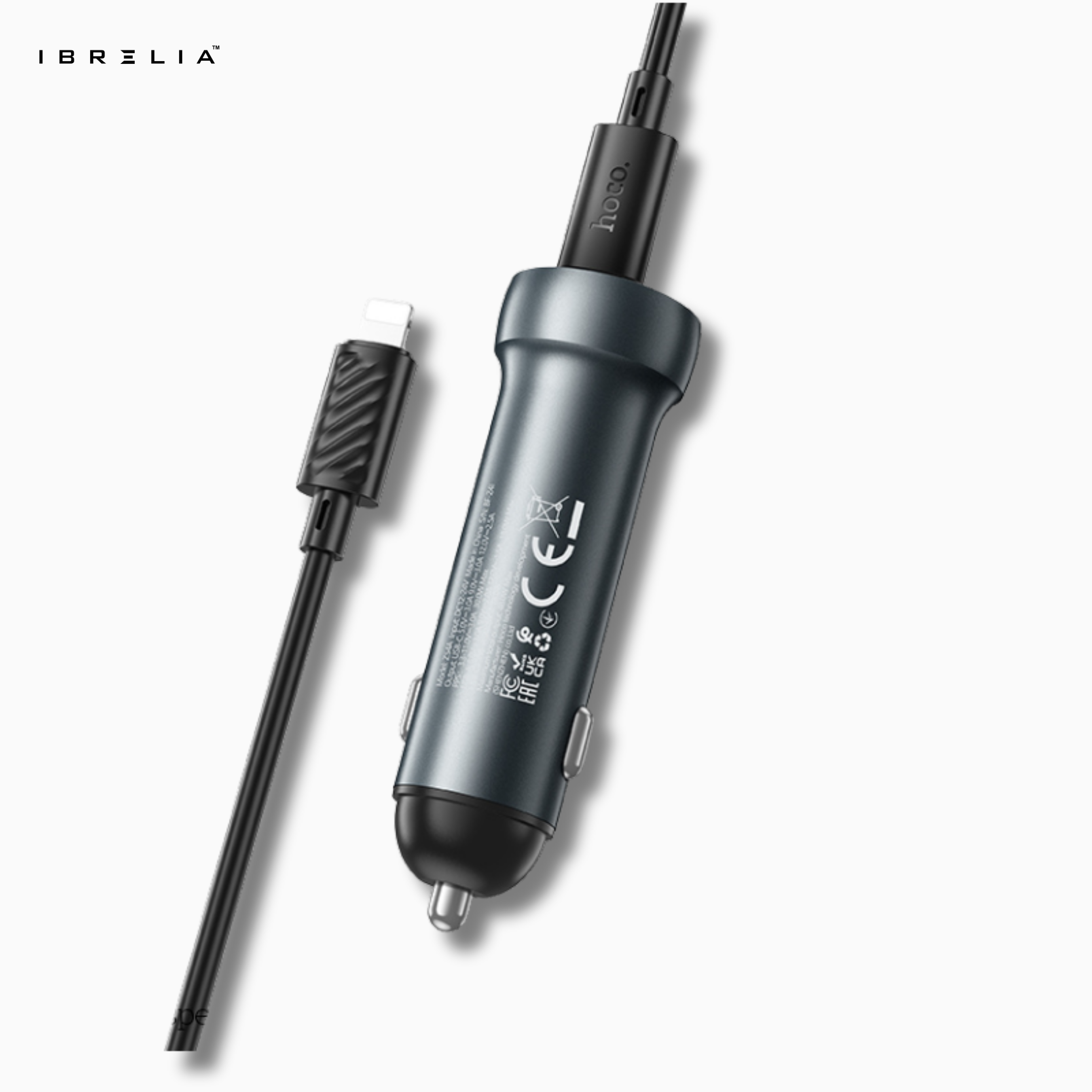 HOCO Z54A Prosperous 48W Dual-Port PD30W + QC3.0 Car Charger Set (C to iP) | IBRELIA™