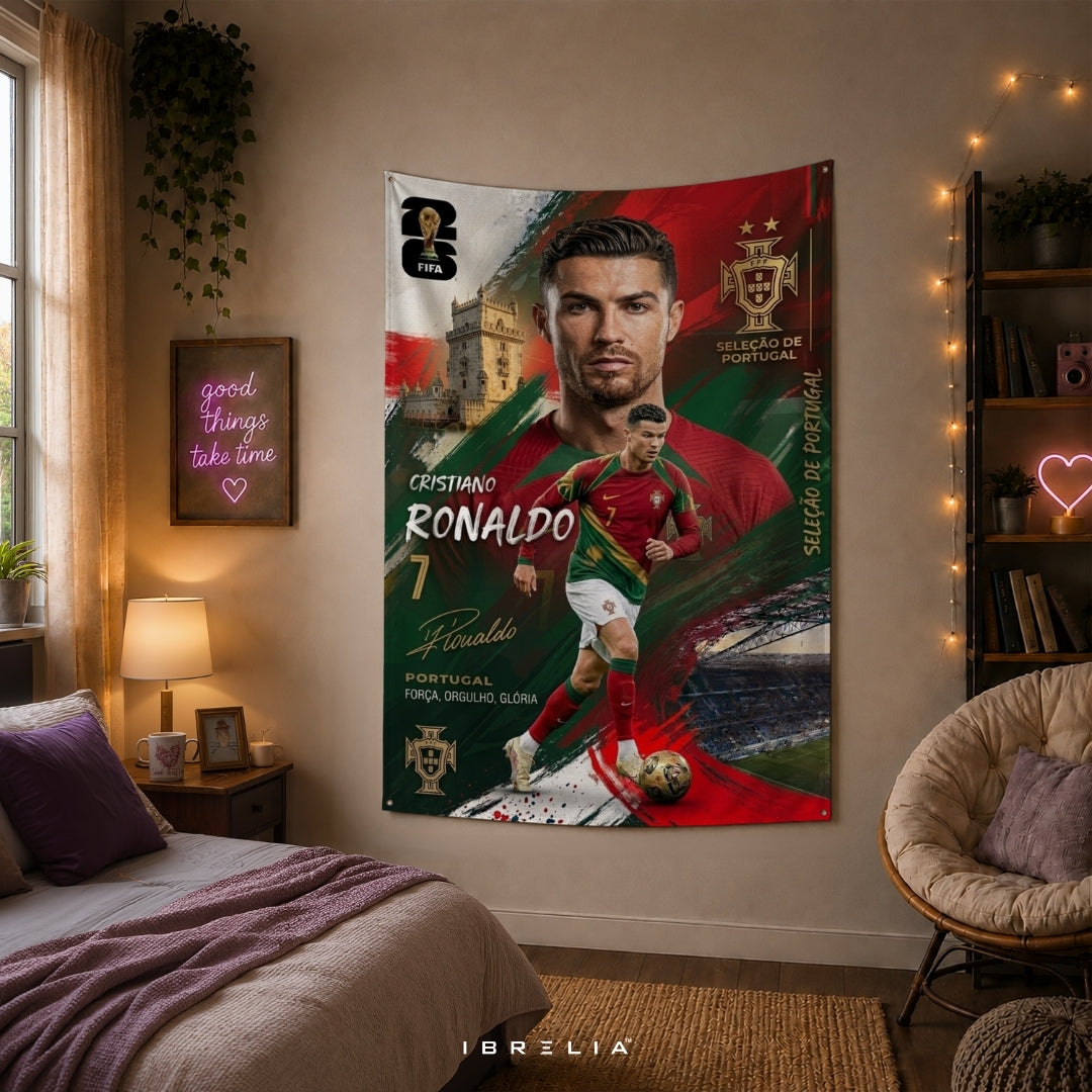 Cristiano Ronaldo – Portugal National Team – Premium Jute Fabric Tapestry – IBRELIA™