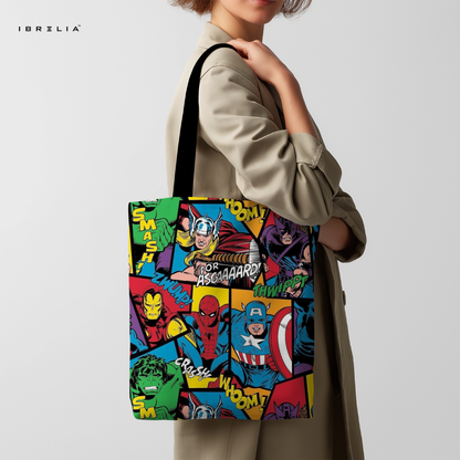 IBRELIA™ Marvel Heroes Comic Tote Bag – Premium Superhero Street Art Tote IBRELIA