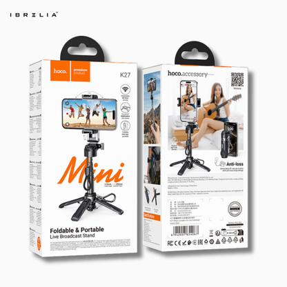 HOCO K27 Foldable & Portable Live Broadcast Stand – Mini Tripod With Bluetooth Remote – HOCO | IBRELIA™