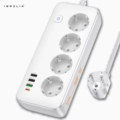 HOCO AC22 Sunlight 4-Bit Multifunctional Safety Socket (PD30W / 1C3A) – 2500W Desktop Power Strip | IBRELIA™