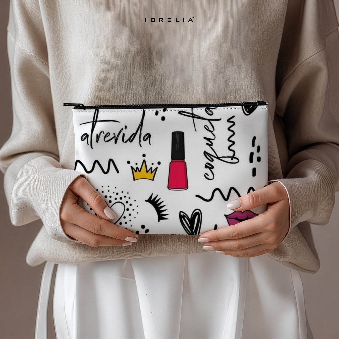Beauty Icons Makeup & Pencil Pouch – Double-Sided Print – IBRELIA™ IBRELIA