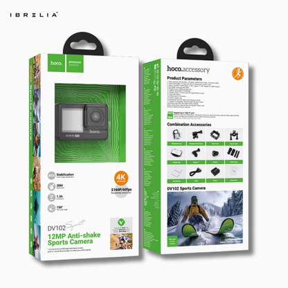 HOCO DV102 4K Sports Action Camera – 12MP Anti-Shake | IBRELIA™