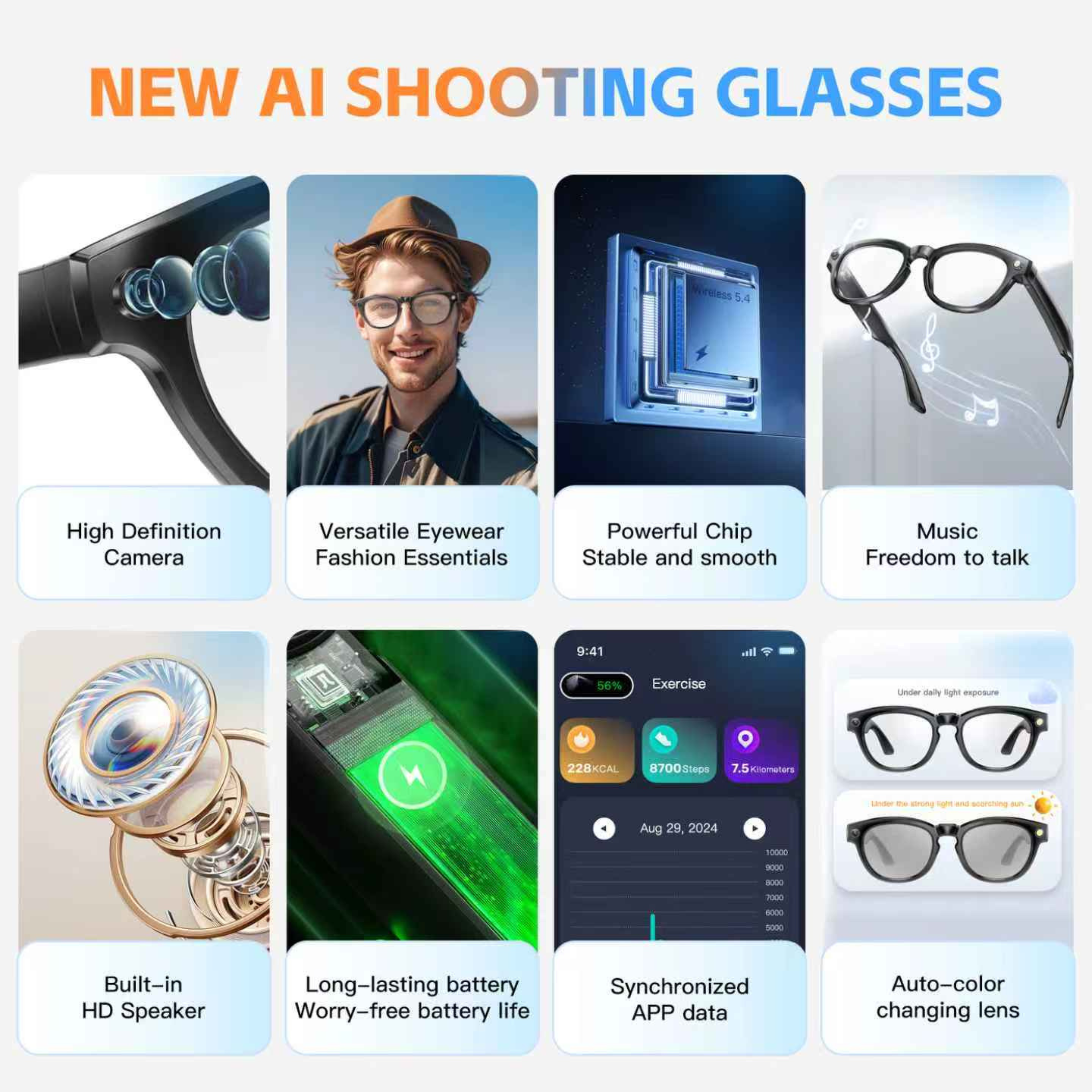 AI Smart Shooting Glasses with Camera, Music & Voice Assistant – IBRELIA™ IBRELIA