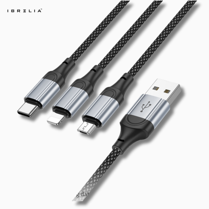 HOCO X102 Fresh 3-in-1 Charging Cable (iP + Micro + Type-C) – 2.4A Fast Charge | IBRELIA™