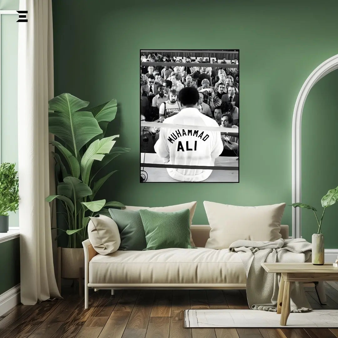 Premium Resin Coated Wall Art – Muhammad Ali Press Conference Frame | IBRELIA Pakistan IBRELIA