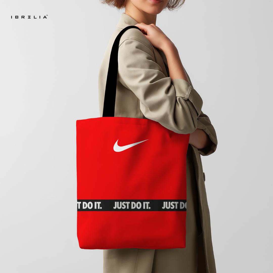 IBRELIA™ Red Statement Premium Jute Tote Bag with Velvet Handles, Satin Lining & Inner Zip Pocket IBRELIA