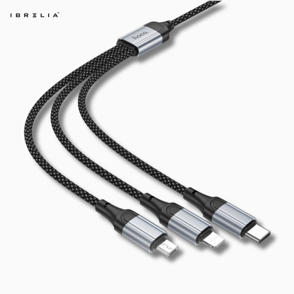 HOCO X102 Fresh 3-in-1 Charging Cable (iP + Micro + Type-C) – 2.4A Fast Charge | IBRELIA™