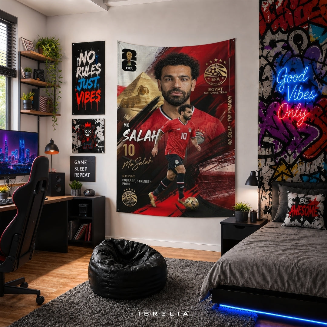 Mohamed Salah – Egypt National Team – Premium Jute Fabric Tapestry – IBRELIA™