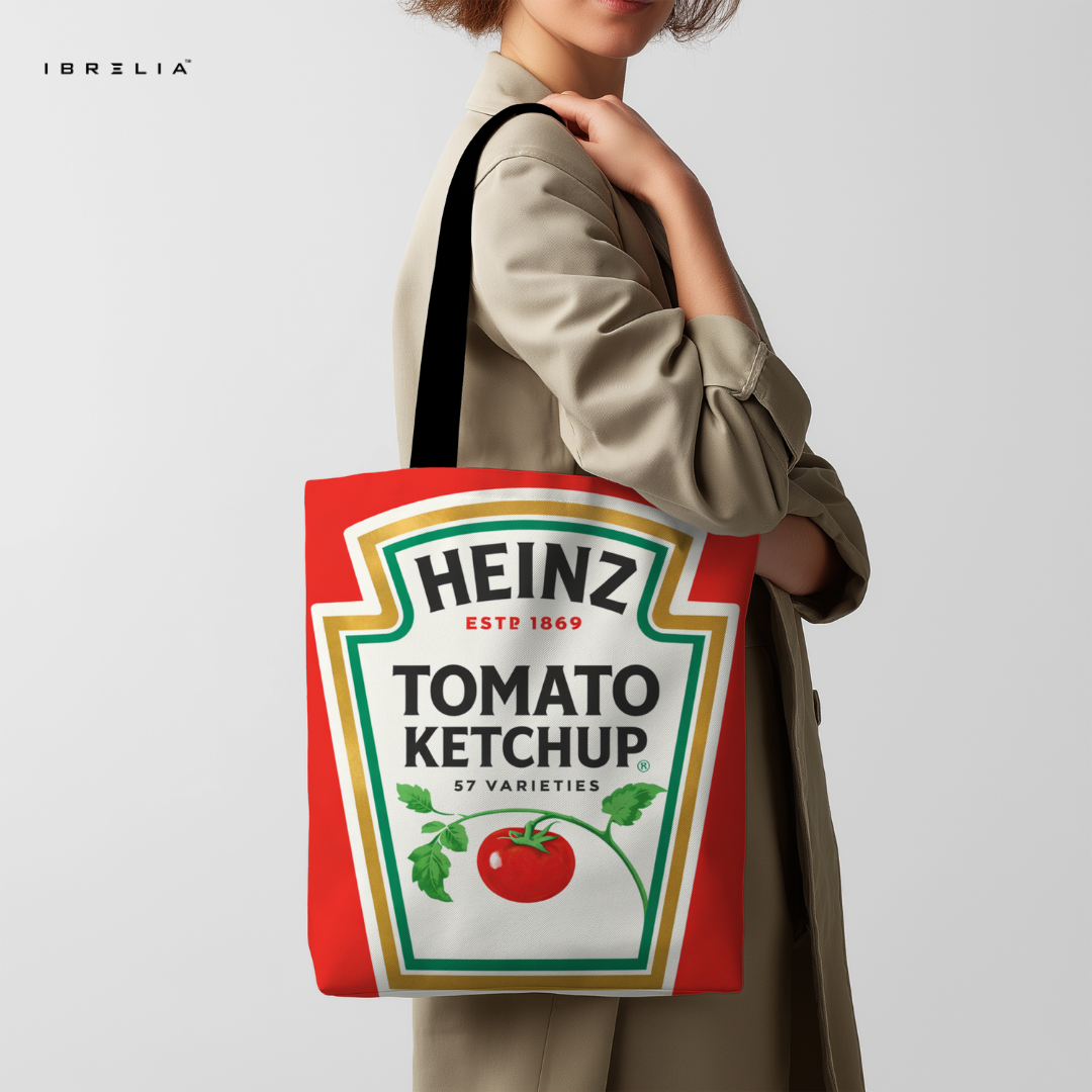 IBRELIA™ Classic Heinz Tomato Ketchup Tote Bag – Bold Pop Art Grocery Style Tote IBRELIA
