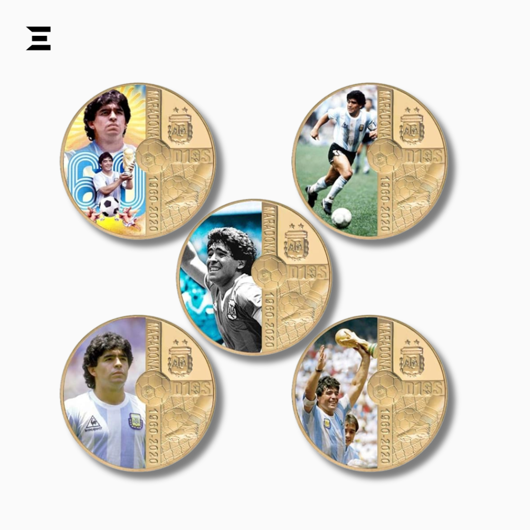 1960–2020 Diego Maradona Gold Plated Commemorative Coin Set – Football Legend Tribute Souvenir