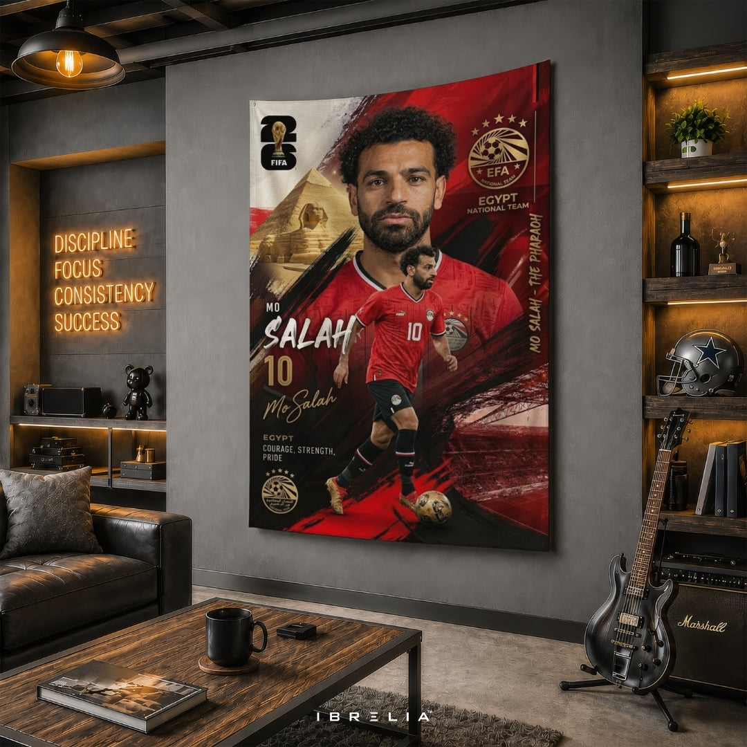 Mohamed Salah – Egypt National Team – Premium Jute Fabric Tapestry – IBRELIA™