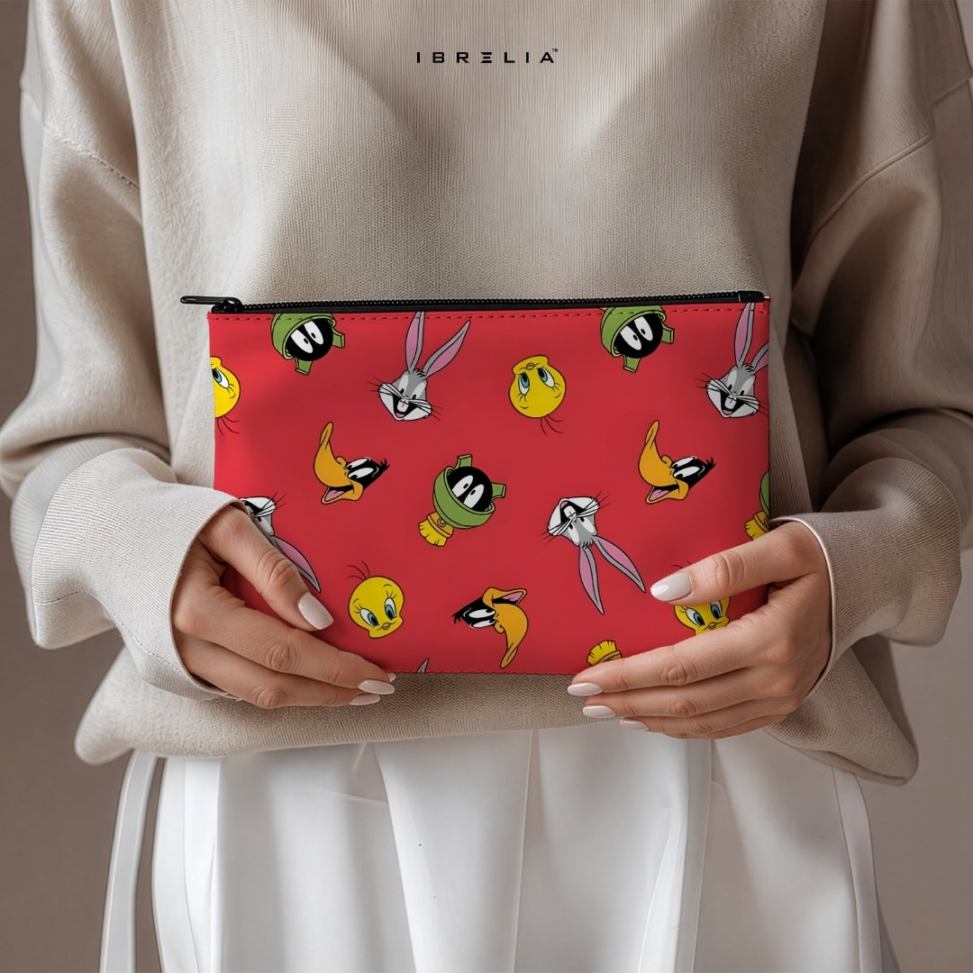 Retro Cartoon Squad Makeup & Pencil Pouch – Double-Sided Print – IBRELIA™ IBRELIA