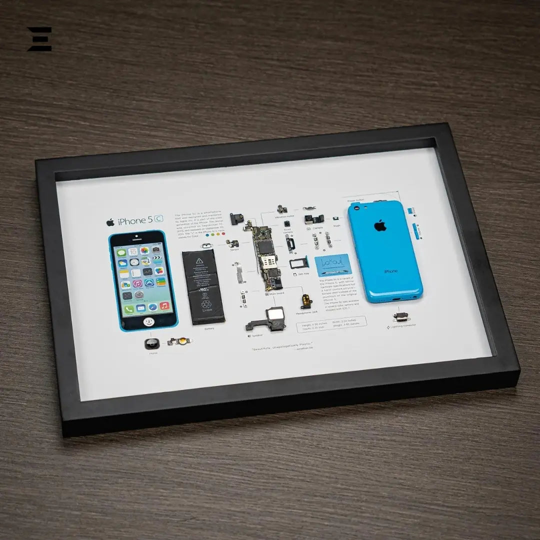 iPhone 5C Tech Frame – Disassembled Phone Artwork in A3 (18×12) Premium Frame IBRELIA