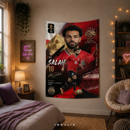 Mohamed Salah – Egypt National Team – Premium Jute Fabric Tapestry – IBRELIA™