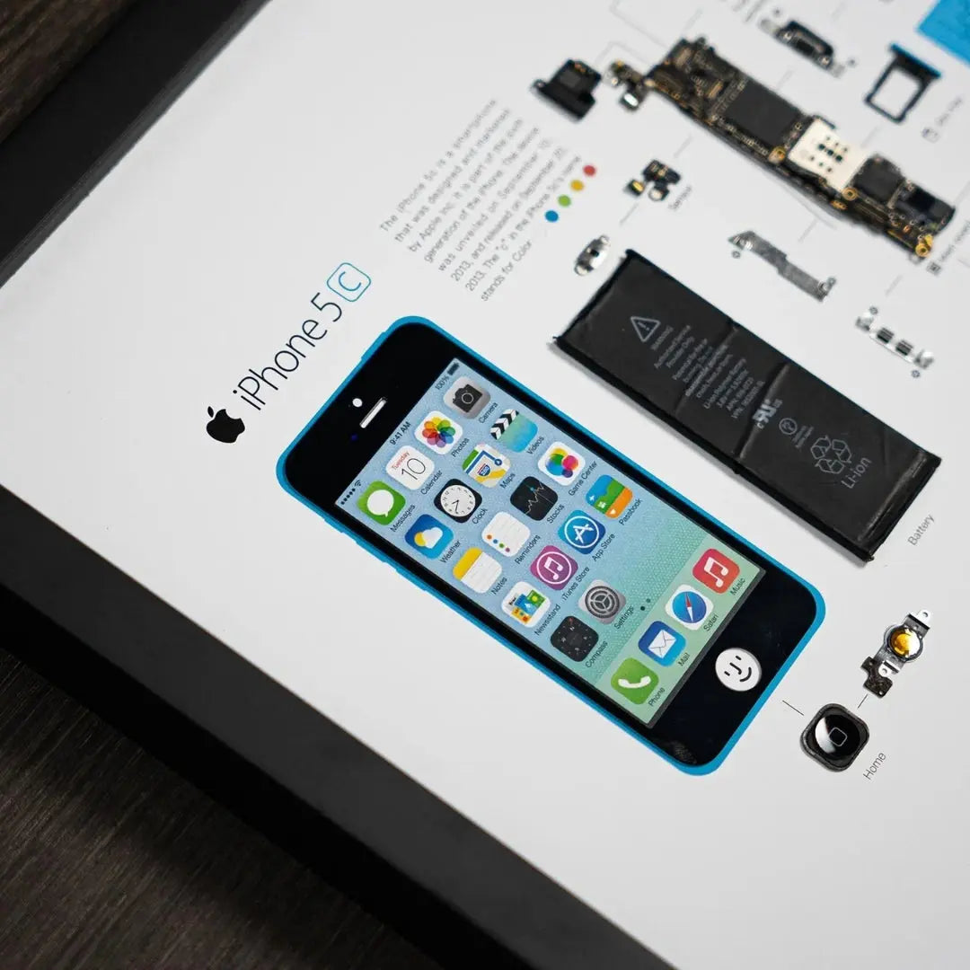 iPhone 5C Tech Frame – Disassembled Phone Artwork in A3 (18×12) Premium Frame IBRELIA