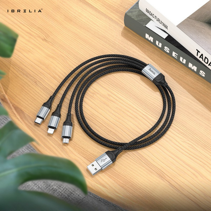 HOCO X102 Fresh 3-in-1 Charging Cable (iP + Micro + Type-C) – 2.4A Fast Charge | IBRELIA™