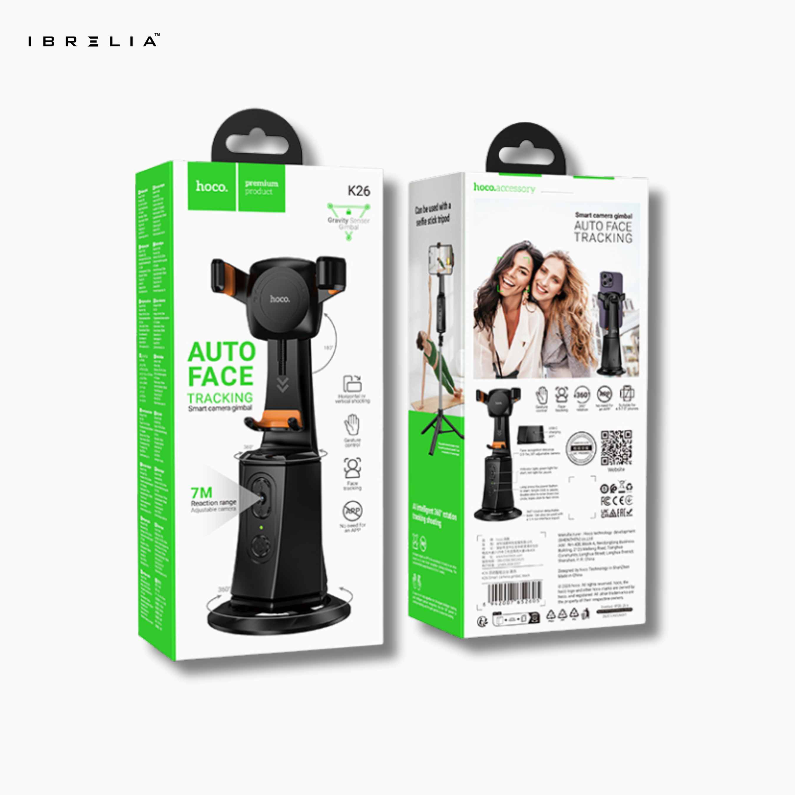 HOCO K26 Auto Face Tracking Smart Camera Gimbal – 360° AI Tracking Phone Holder | IBRELIA™