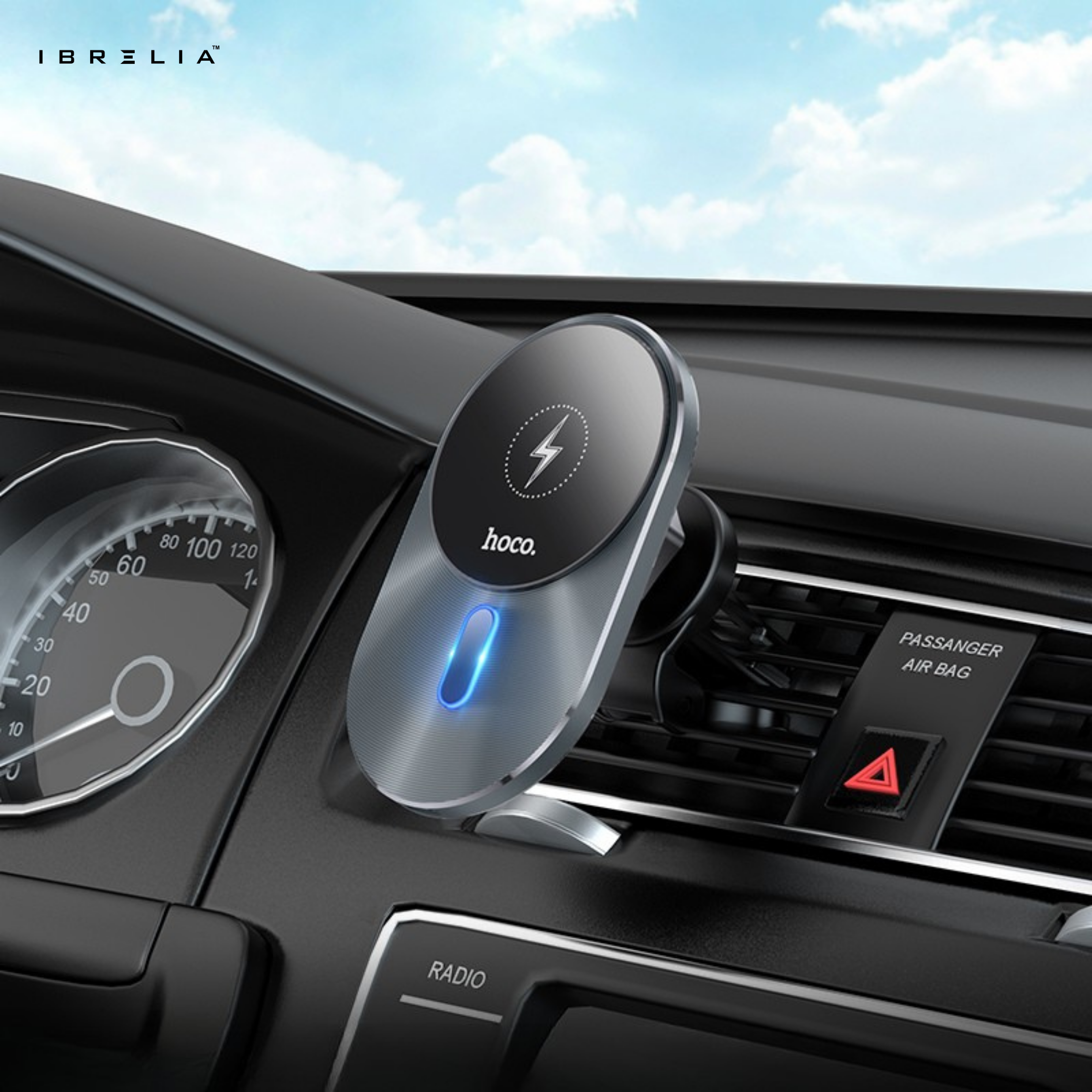 HOCO CA91 Magic Magnetic Wireless Car Charger – 15W MagSafe Fast Charging Air Vent Holder | IBRELIA™