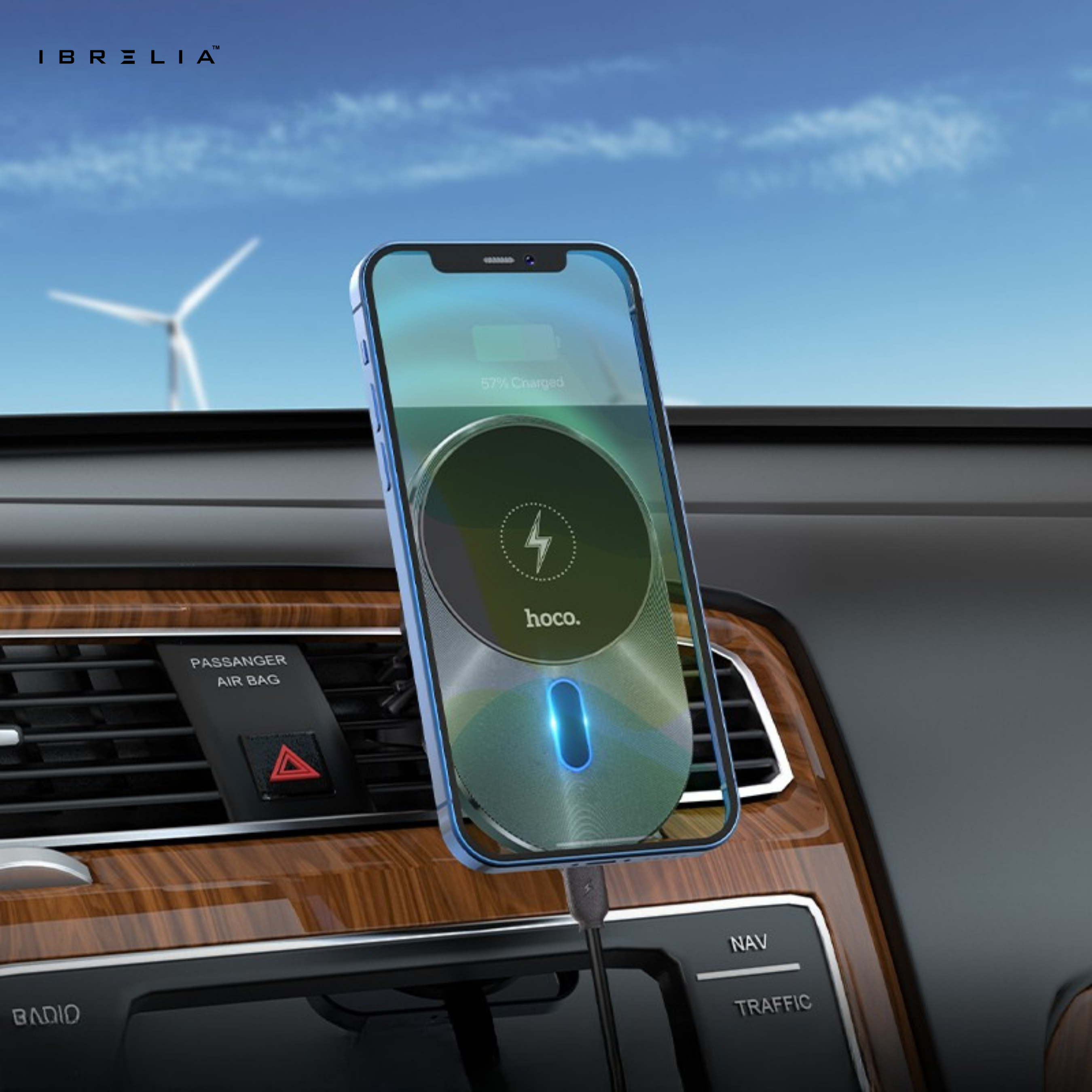 HOCO CA91 Magic Magnetic Wireless Car Charger – 15W MagSafe Fast Charging Air Vent Holder | IBRELIA™