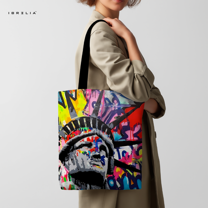 IBRELIA™ Statue of Liberty Graffiti Tote Bag – Urban Art Statement Tote IBRELIA