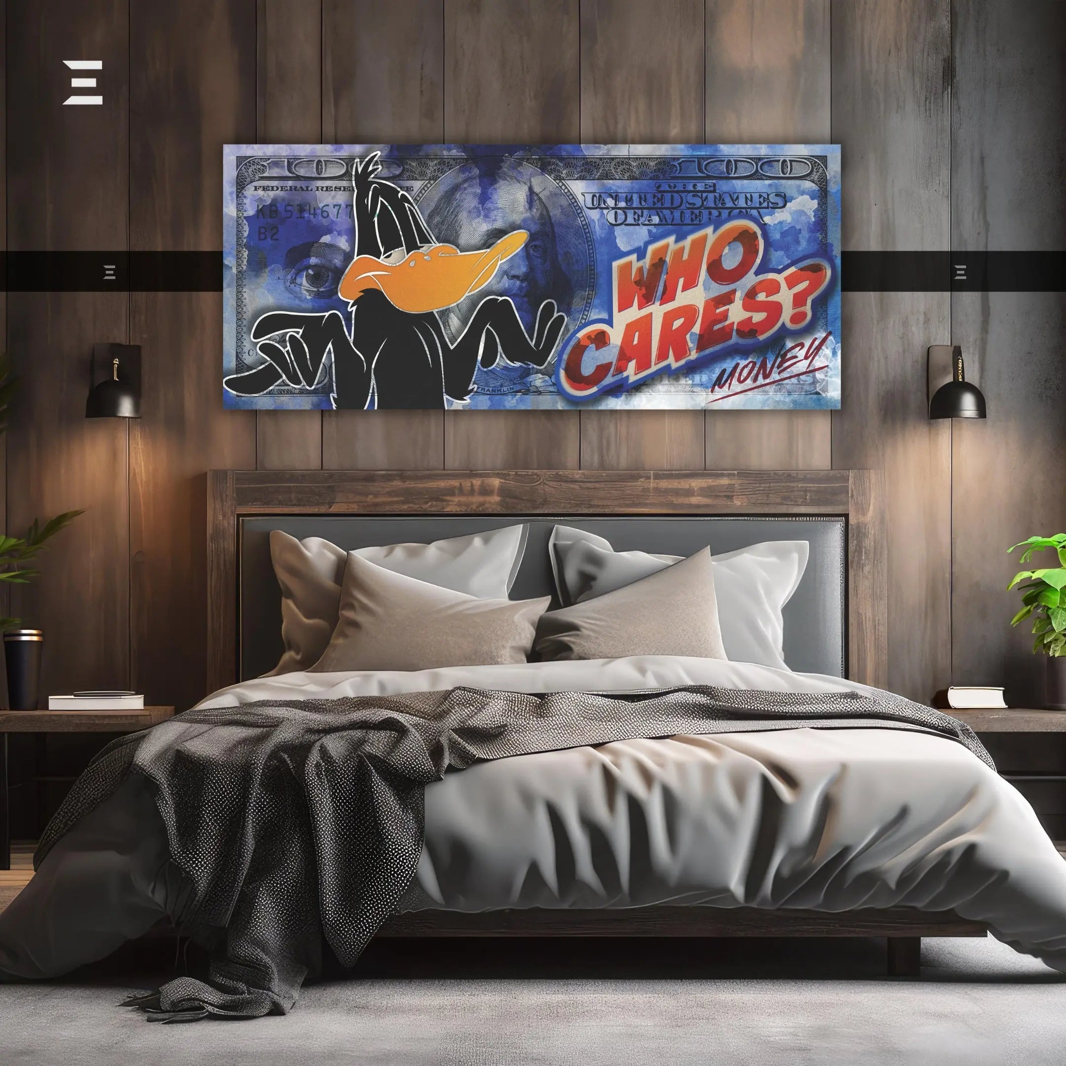 Ultra Wide Wall Art – Daffy Duck “Who Cares? Money” Dollar Design | IBRELIA IBRELIA