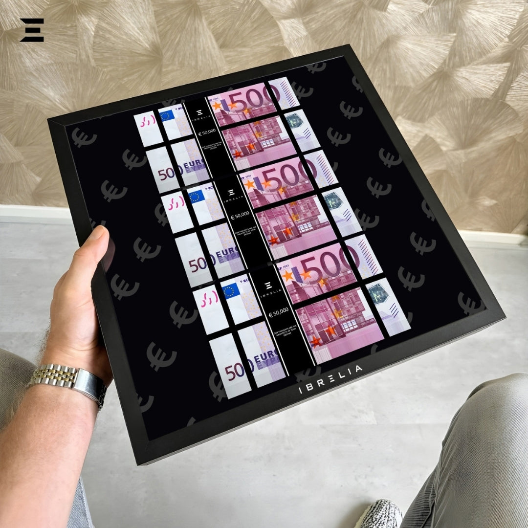IBRELIA™ 3D Euro Money Frame – €500 Stacks | Premium 12x12 Luxury Acrylic Display Frame